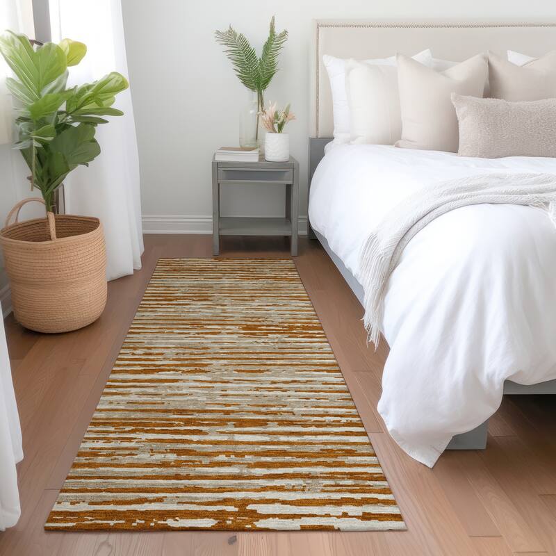 Premium Washable Super Soft Modern Scratches Mayfield Rug - Paprika - 2'3" x 7'6"