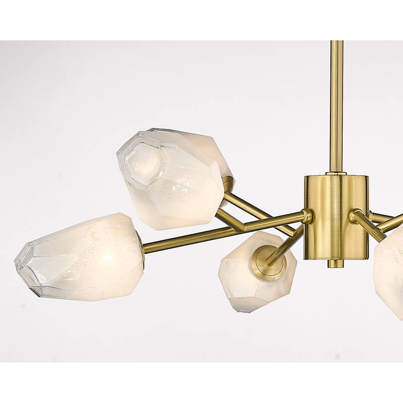 8-Light Gold Iron Chandelier With Glass Shades