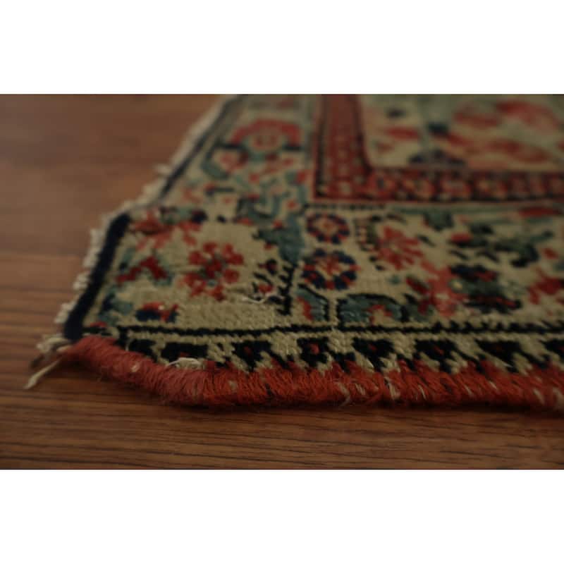 Hand Knotted Oriental 100% Wool Carpet Traditional Floral Beige & Ivories Senneh Area Rug - 6' 2'' X 3' 9''