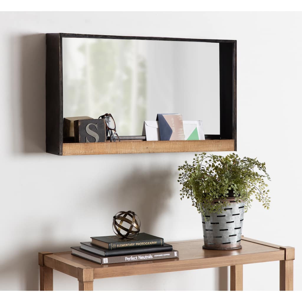 Kate and Laurel Mehta Wood and Metal Shelf Mirror