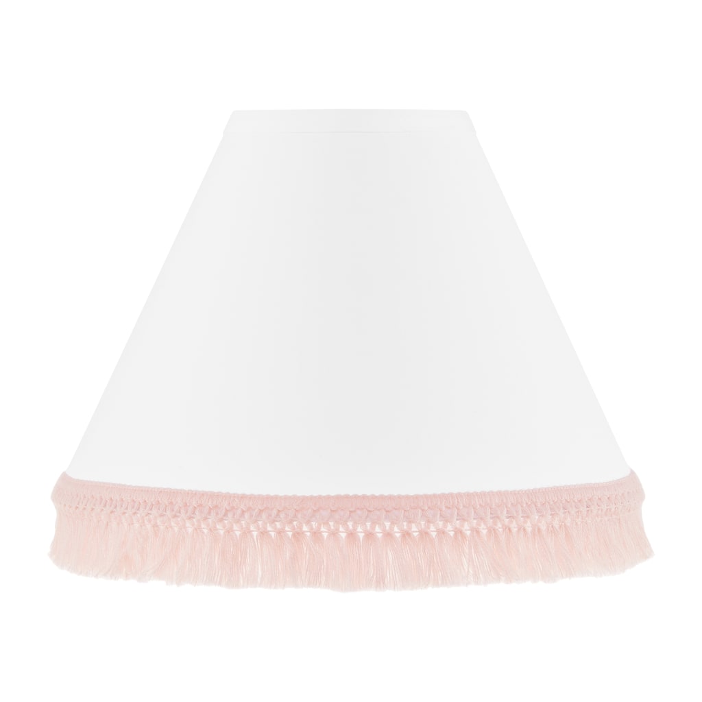 Boho Bohemian Lamp Shade - Blush Pink and White Farmhouse Shabby Chic Designer Modern Minimalist Tassel Fringe Macrame Cotton