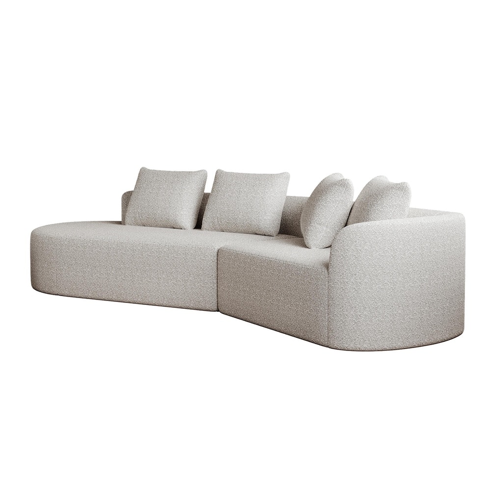Modular Curved Sectional Sofa, Oversized Chenille Cloud Couch, Compressed Upholstered Sofa with 4 Throw Pillows