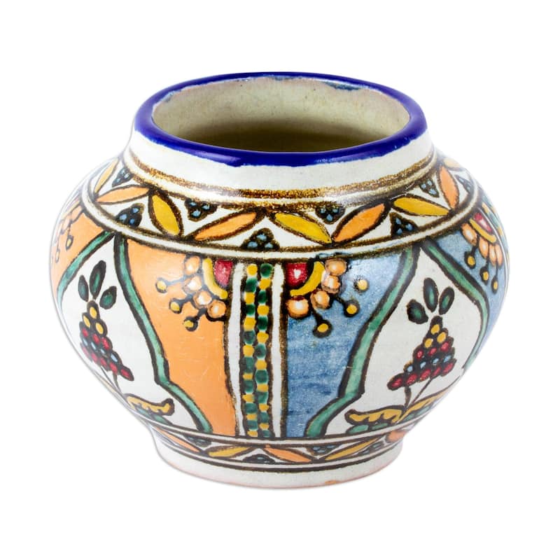 Novica Handmade Desert Fruits Ceramic Flower Pot