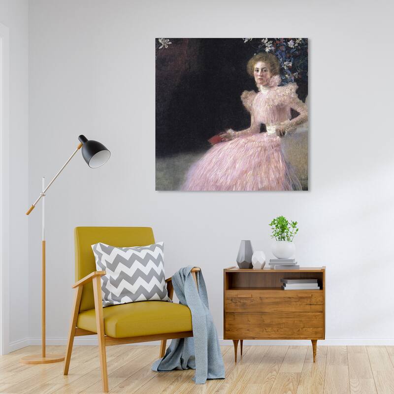 Wynwood Studio Canvas Classic Gustav Klimt - Portrait of Sonja Knips Pink and Pastel Pink Traditional Wall Art Canvas Print - 30 x 30