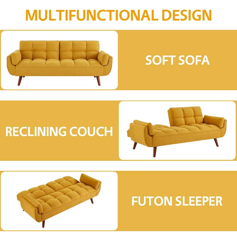 75.39'' Sofa Bed, Convertible Sleeper Couch with Pillows, Foldable Loveseat Furniture for Living Room
