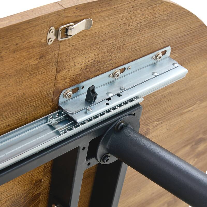 7-Piece Round Dining Set with Extendable Dining Table, Wood Kitchen Table Set with 6 PU Chairs for Dining Room