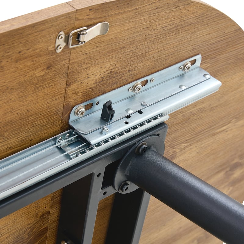 Wood Kitchen Table Set with 4 Chairs, 5-Piece Round Dining Set with Extendable Dining Table for Dining Room