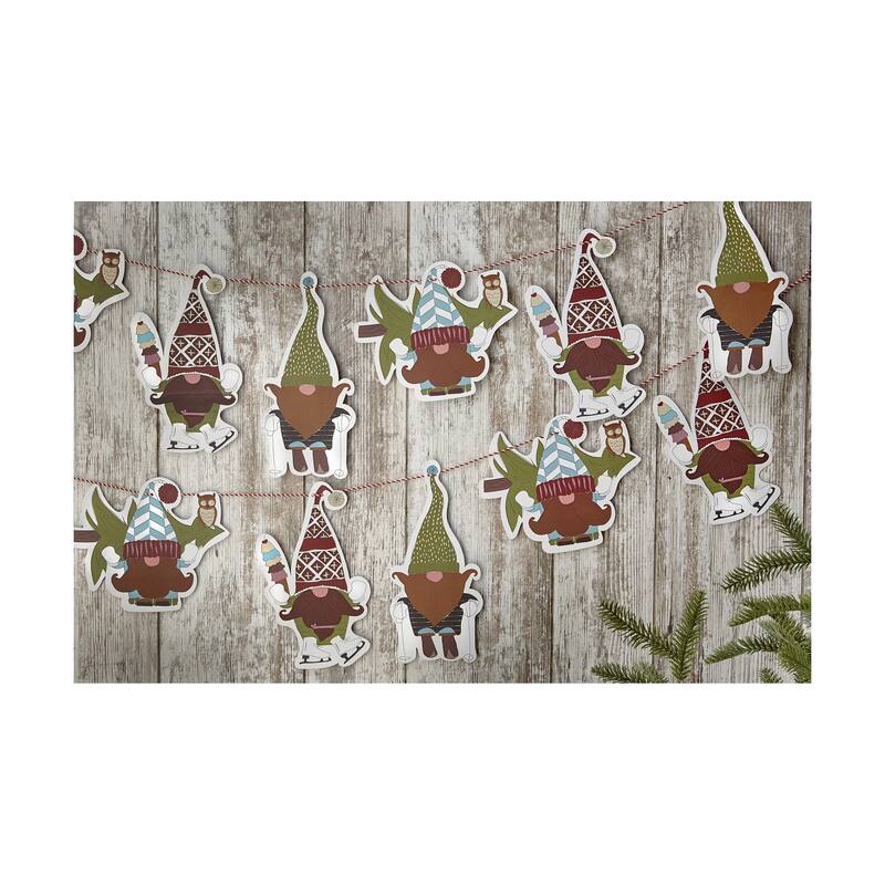 Gnomies Garland Decorative Wall Banners Holiday Decor Christmas Multicolor Paper Indoor Use 78.7 in Long