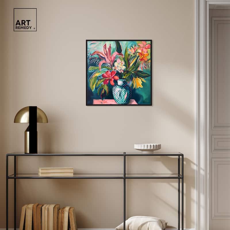 Art Remedy Vase Of Tropical Flowers Framed Flowers In Vase Paintings