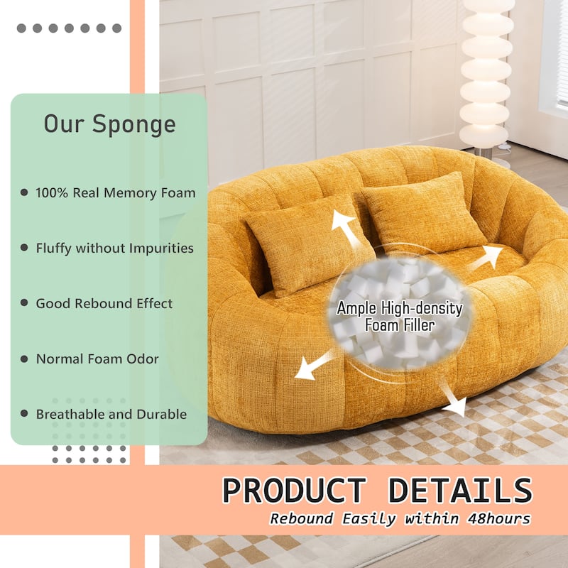 HOMEFUN Chenille Upholstered Durable Comfort Lounger High Back Bean Bag Loveseat Sofa