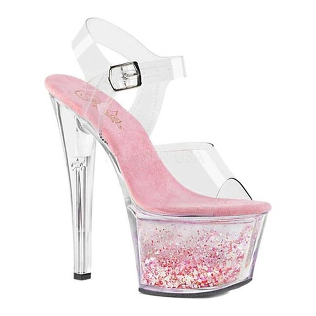 pink clear heels