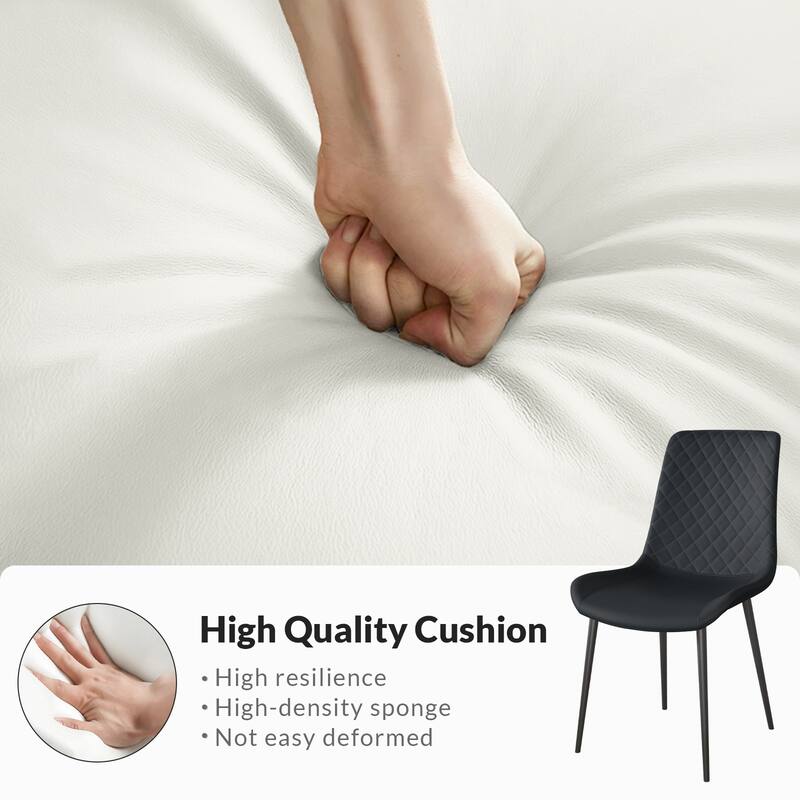 Leather Dining Chair Coffee Chair Reception Chair Set of 4 Accent Chair White Armless Chair with Metal Lges