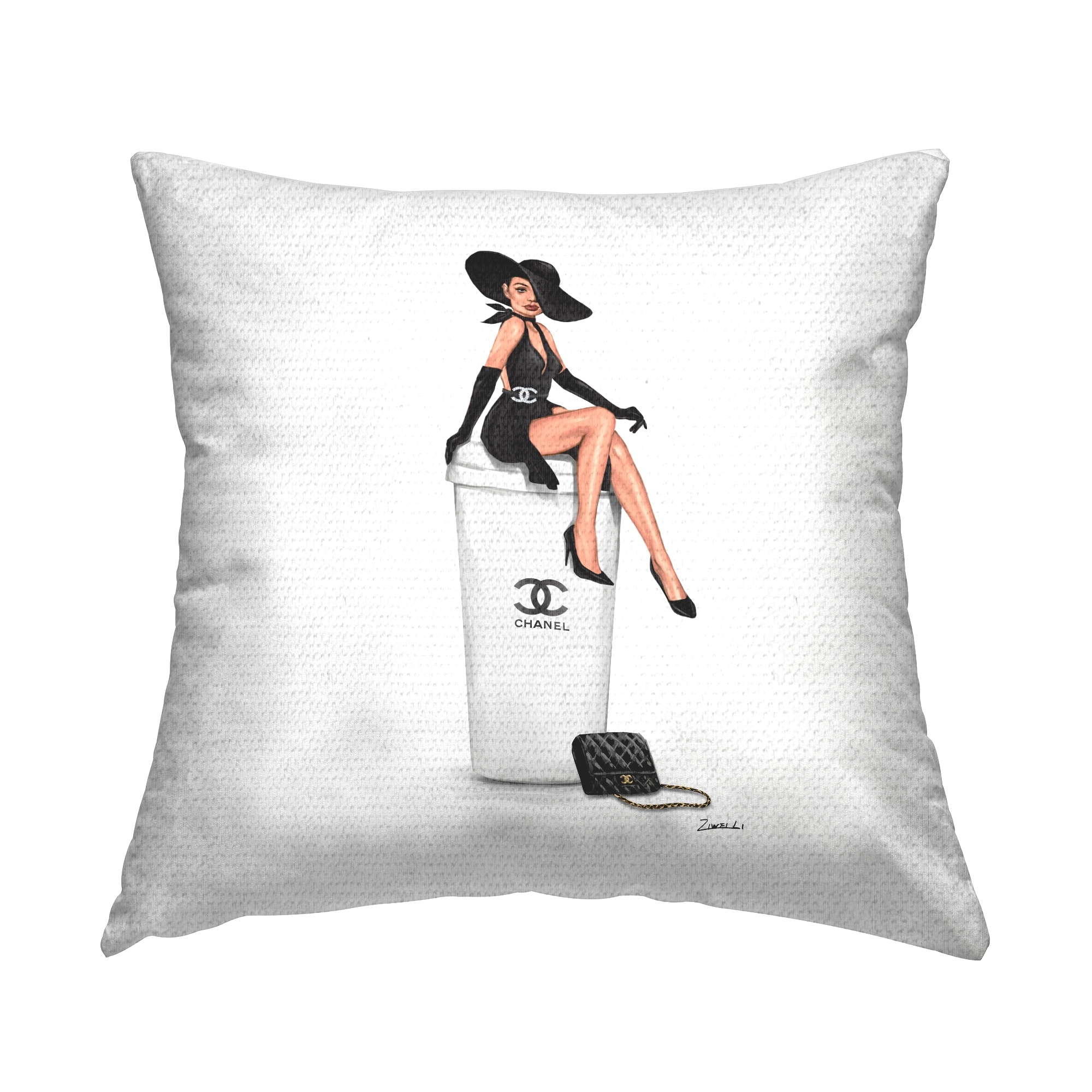 Stupell Fashion Brand Woman Sitting Printed Outdoor Throw Pillow Design by Ziwei Li