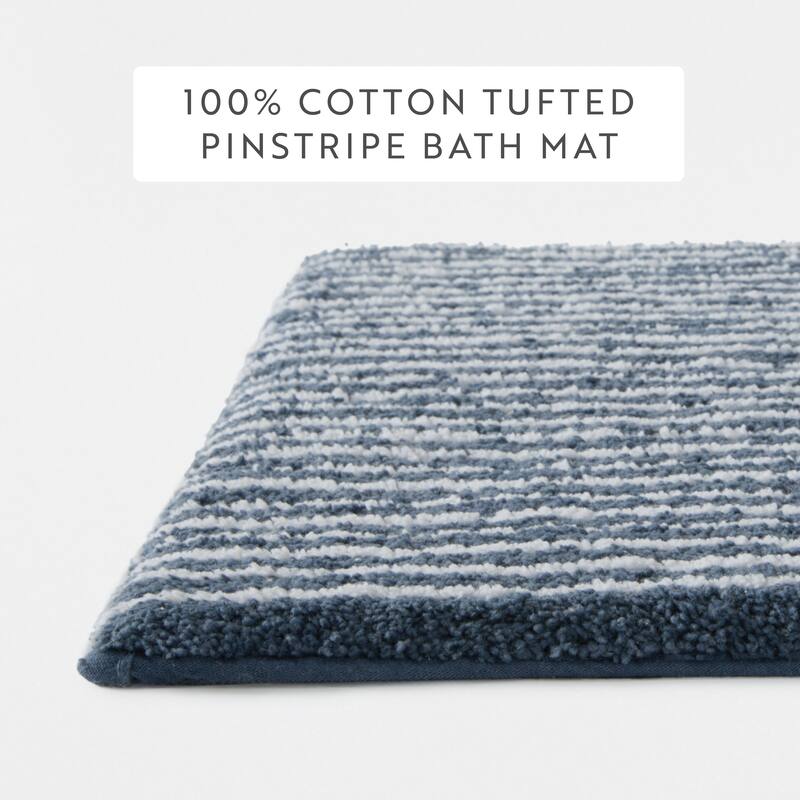 Becky Cameron 100% Cotton Pinstripe Patterned Bath Mat