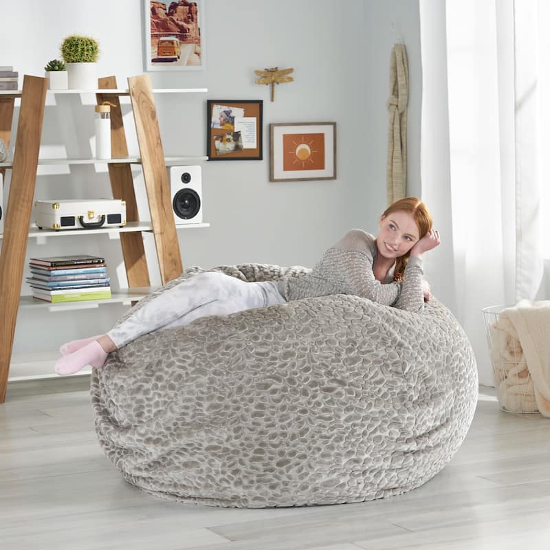 Schley Modern Glam 5 Foot Short Faux Fur Bean Bag by Christopher Knight Home