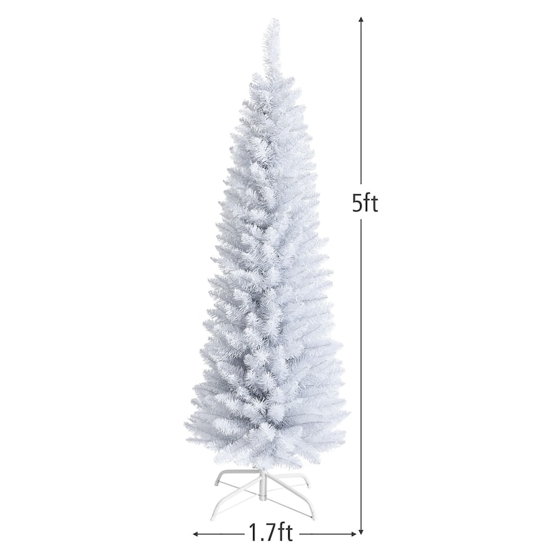 5FT 6 FT Pencil Christmas Tree Artificial Slim White Christmas - 5 Foot