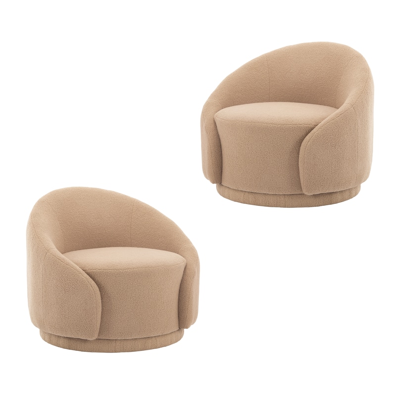 35" Wide Upholstered Swivel Accent Barrel Chairs (Set of 2)