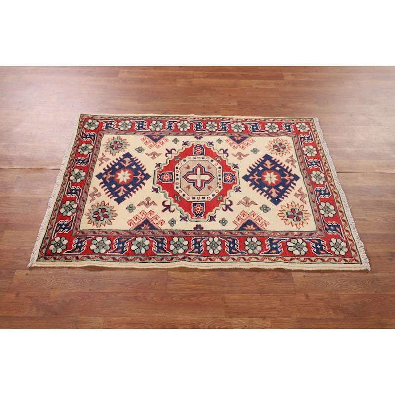 Kazak Foyer Rug Hand-Knotted Traditional Wool Carpet - 2'11" x 4'0"