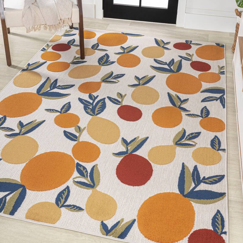 JONATHAN Y Flora Bold Lemon High-Low Indoor/Outdoor Area Rug