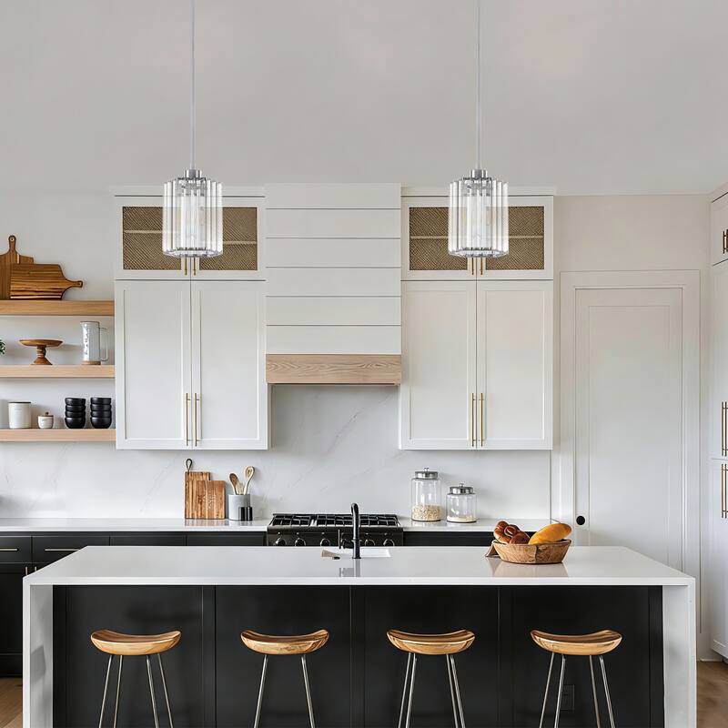 1-Light Crystal Pendant Lighting Fixtures for Sloped Ceiling