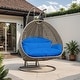 preview thumbnail 14 of 128, LeisureMod Modern 2-Person Egg Hanging Swing Chair with Beige Wicker, Oxford Fabric Cover, Patio Hammock Lounger and Cushions