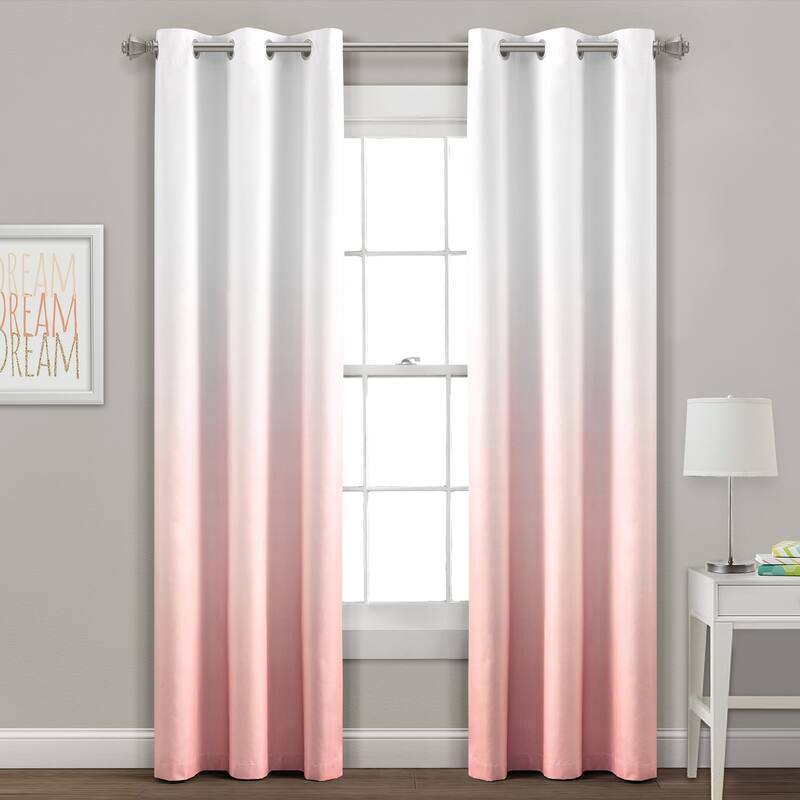 Porch & Den Millbrook Ombre Blackout Grommet Top Curtain Panel Pair - 84 Inches - Blush