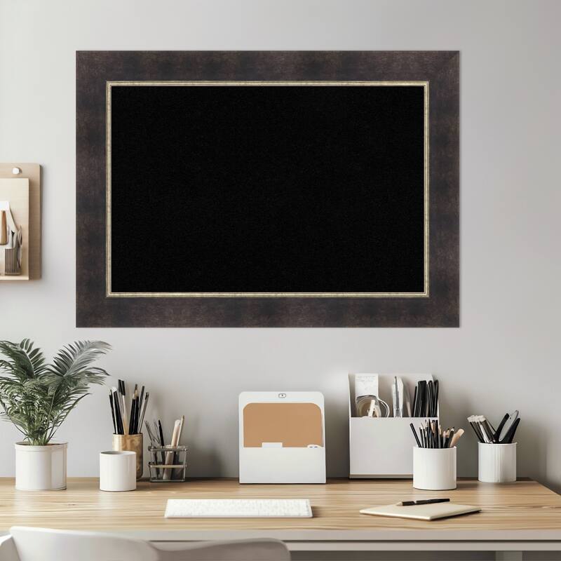 Odin Antique Bronze Wood Framed Cork Board - Bulletin Board, Organization Board, Pin Board