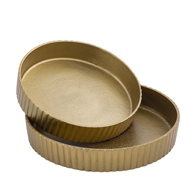 Plate Round Raw Brass Antique Dia 9.84" ALUMINUM -ST - Raw Brass Antique