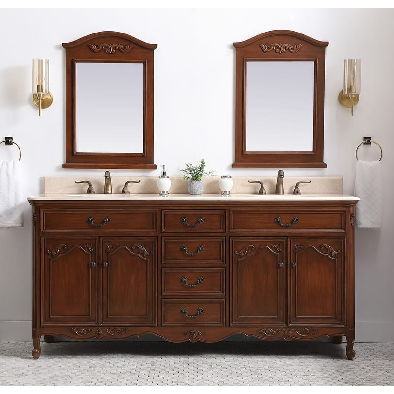 72" Double Bathroom Vanity Sink - Brown