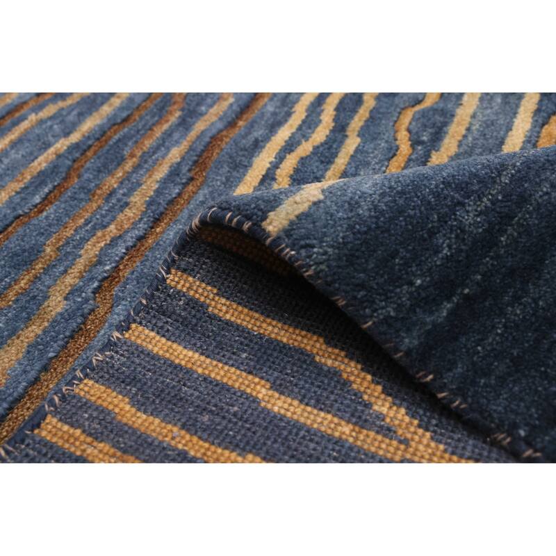 ECARPETGALLERY Hand-knotted Peshawar Ziegler Navy Wool Rug - 5'2 x 7'3