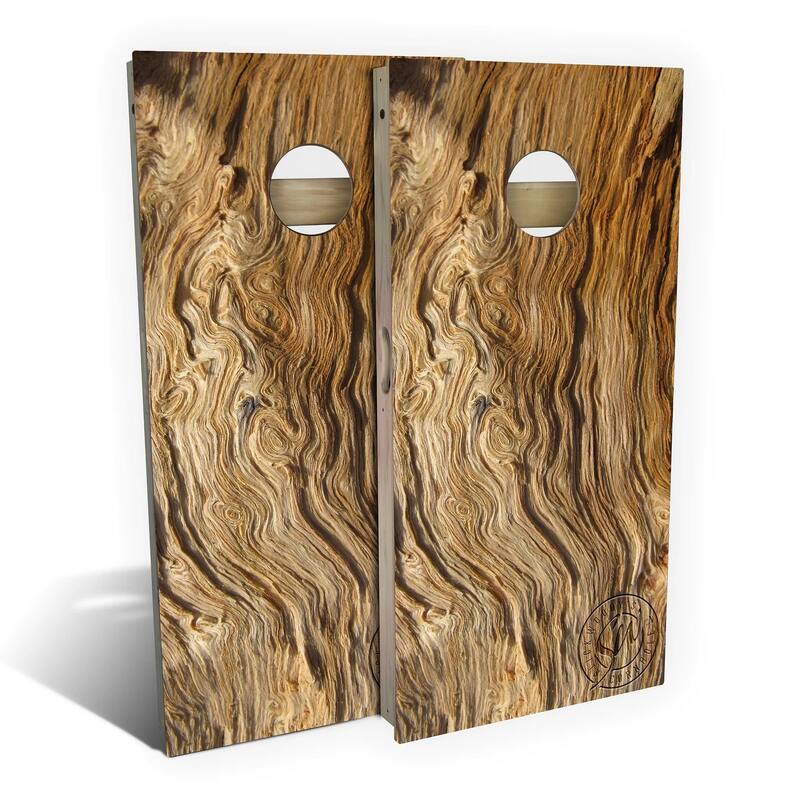 Swirl Wood Outdoor Cornhole Board Set - All-Weather 2x4 - Include Case + Edge Lights