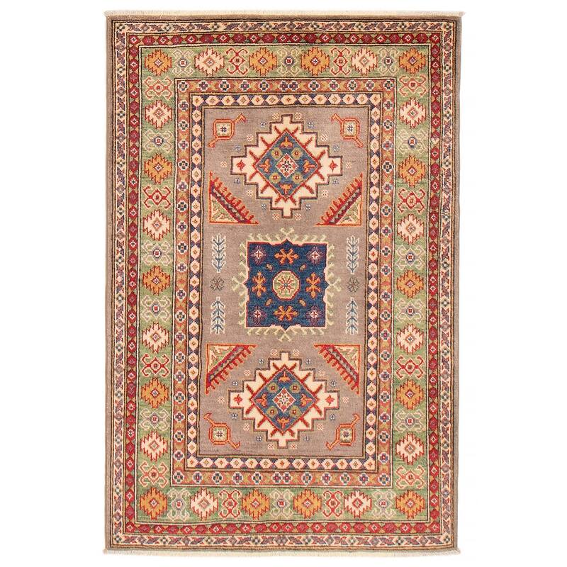 ECARPETGALLERY Hand-knotted Uzbek Ghazni Taupe Wool Rug - 3'3 x 4'10 - Taupe - 3'3 x 4'10