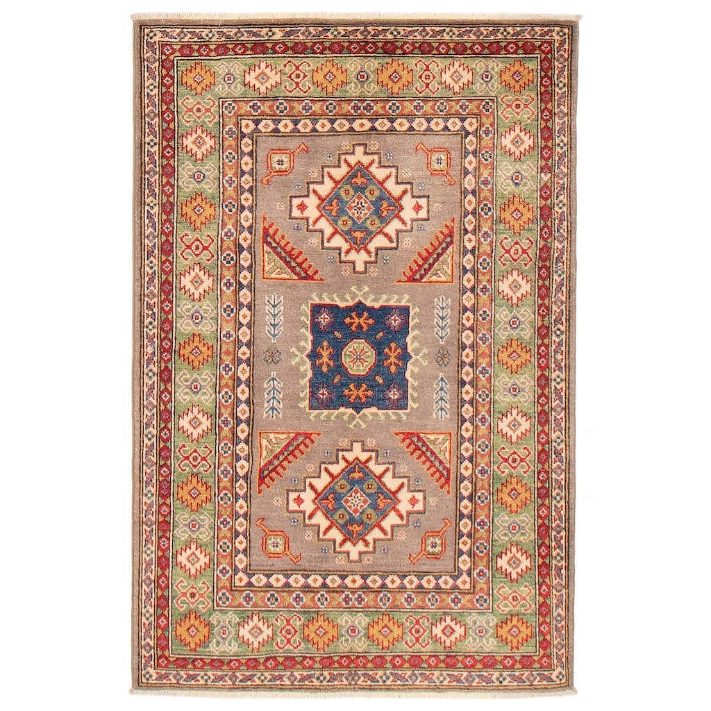 ECARPETGALLERY Hand-knotted Uzbek Ghazni Taupe Wool Rug - 3'3 x 4'10