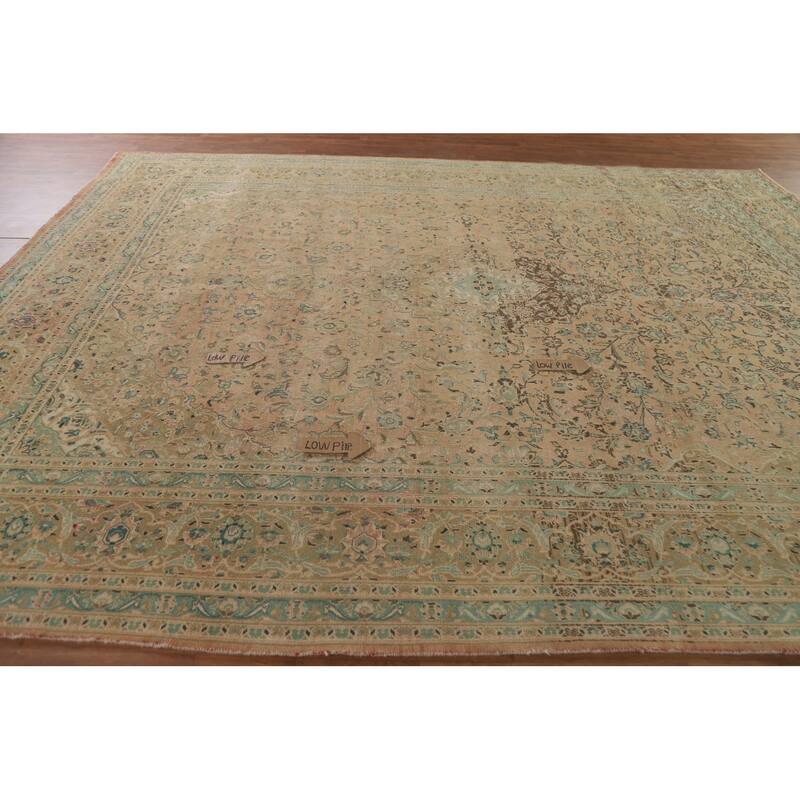 Hand Knotted Oriental 100% Wool Carpet Traditional Floral Peach Kashan Area Rug - 12' 5'' X 9' 5''