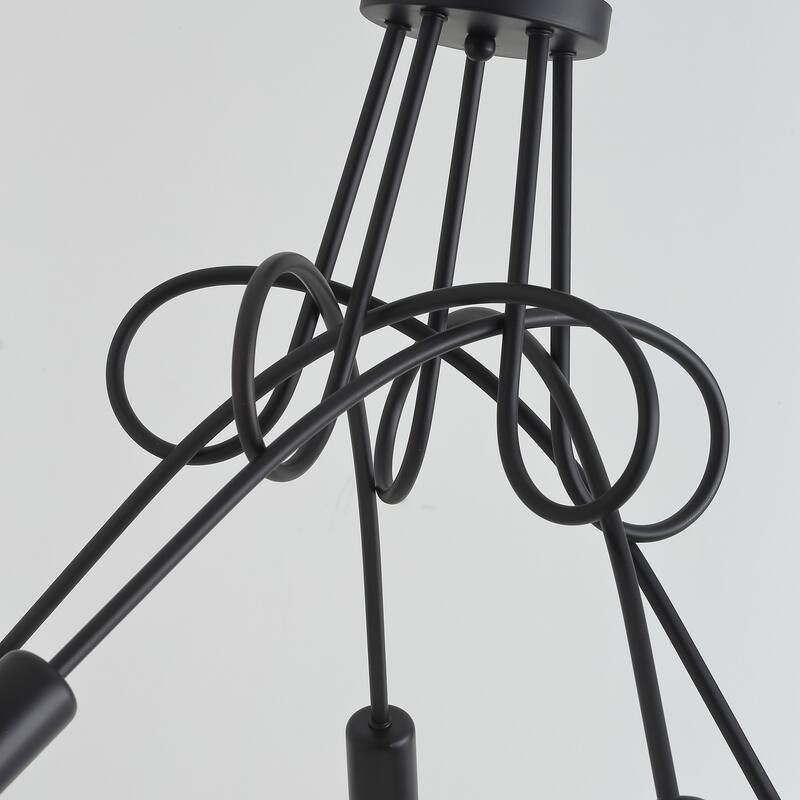 Modern Black 5-Light Curved Line Sputnik Design Ceiling Lamp