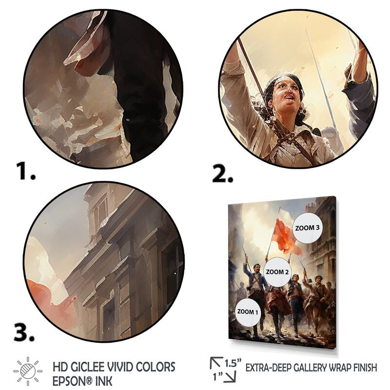 Designart "The French Revolution Revolt II" France Canvas Wall Art