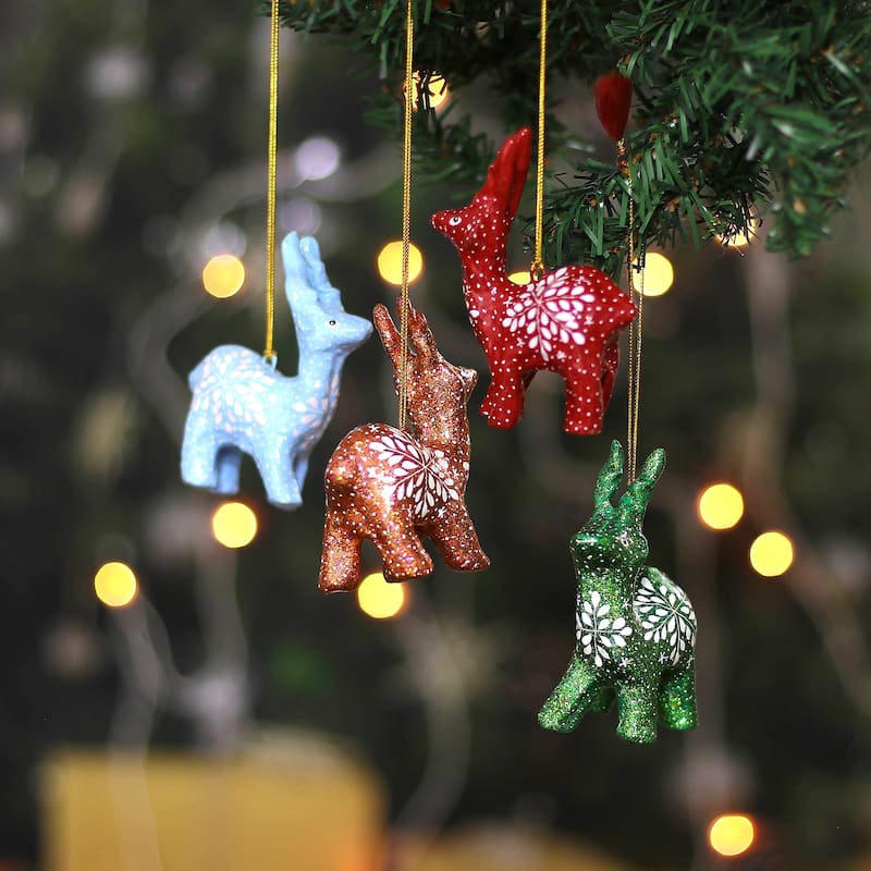 Novica Handmade Holiday Reindeer Papier Mache Ornaments (Set Of 4)