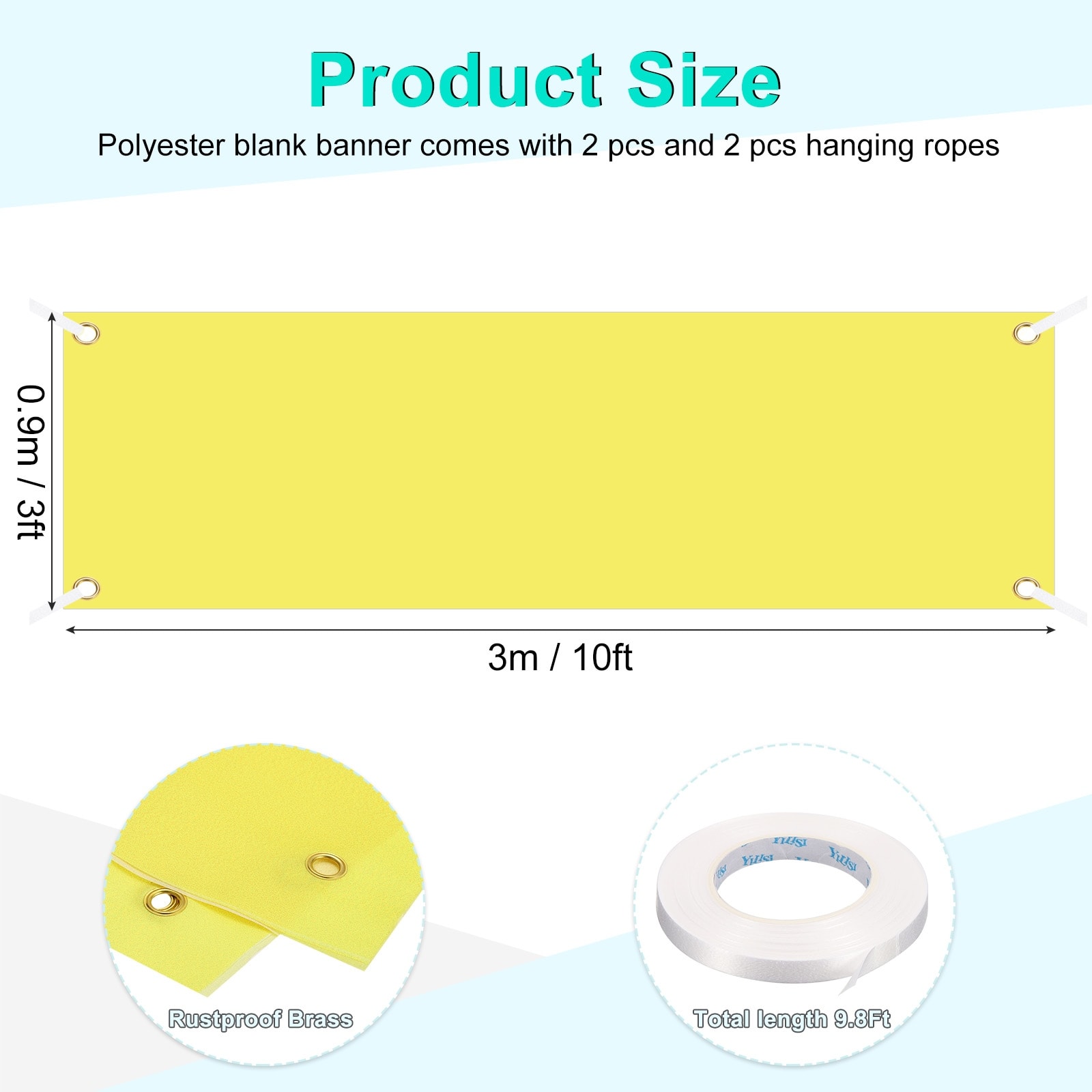 Large Black Blank Banner and Signs 2 x 4 Feet, 2 Set Sublimation Banners