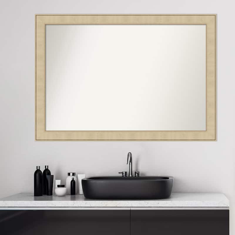 Non-Beveled Bathroom Wall Mirror - Classic Honey Silver Frame