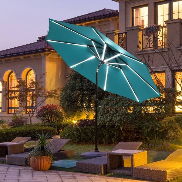11 round offset patio umbrella with base 11 Ft Cantilever Patio Umbrella, Round Outdoor Offset Umbrella With 36