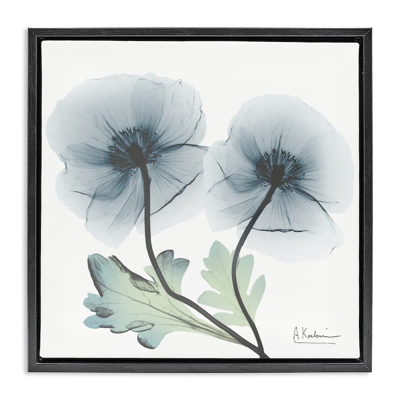 Stupell Sapphire Florals Duo Framed Floater Canvas Wall Art Design By Albert Koetsier - 25 x 25 - Black
