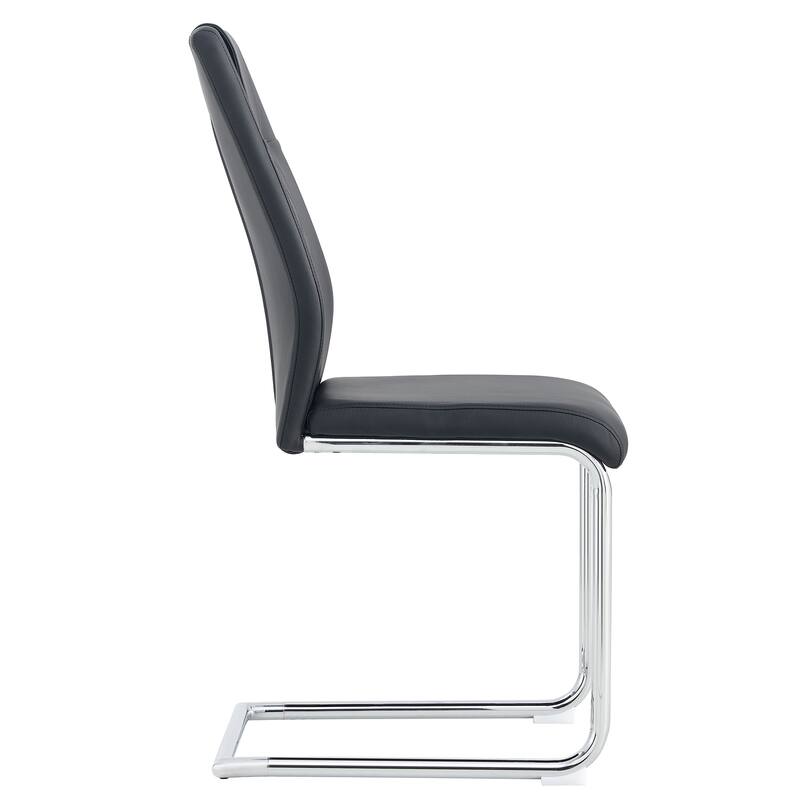 Modern PU Upholstered Dining Chairs with C-shaped Tube Metal Legs Set of 6