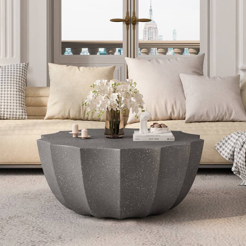 35.43" Modern Coffee Table, MgO Cement Coffee Table