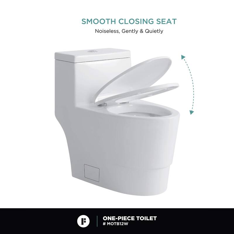 Fine Fixtures Modern Dual Flush Elongated One-Piece Toilet (Seat Included)