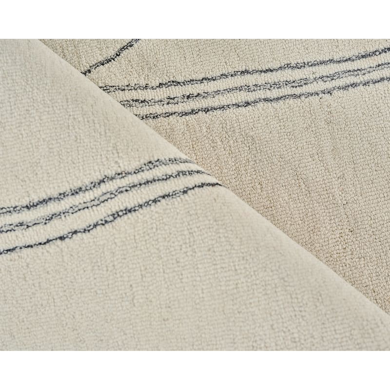 Exquisite Rugs Tangiers Handmade Hand-tufted New Zealand Wool on Canvas Ivory/Black Area Rug