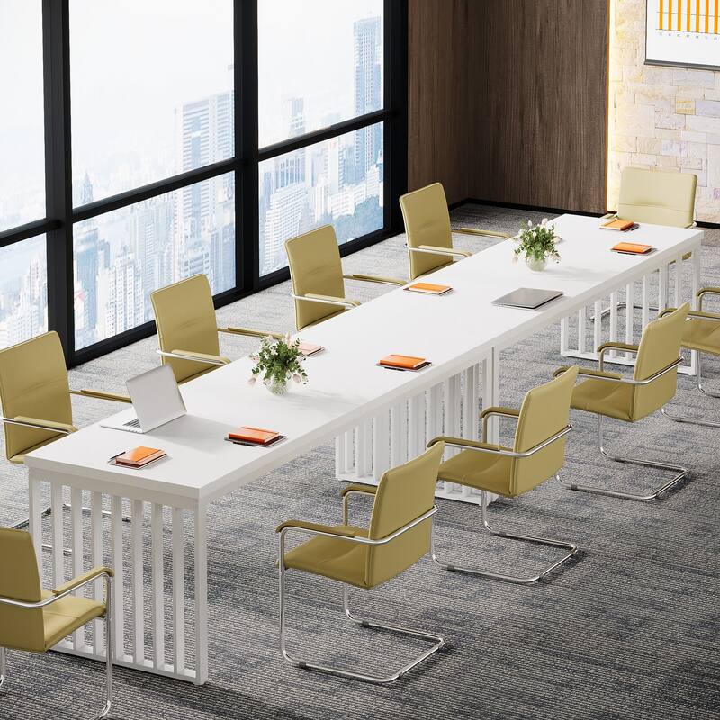 Small Conference Room Table for 4, Industiral Long Meeting Table - 2-pieces