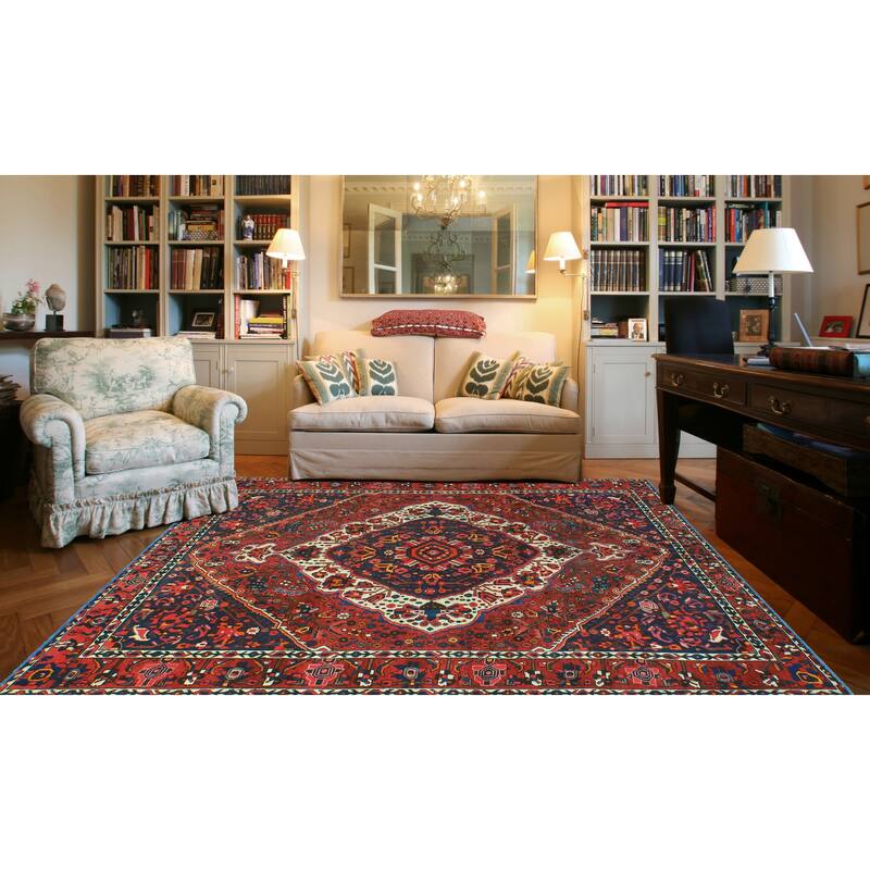 Vintage Distressed Vikki Burgundy/Navy Rug - 6'8" x 8'11"