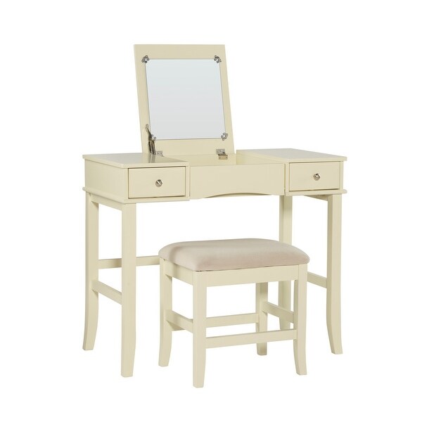 cream vanity desk