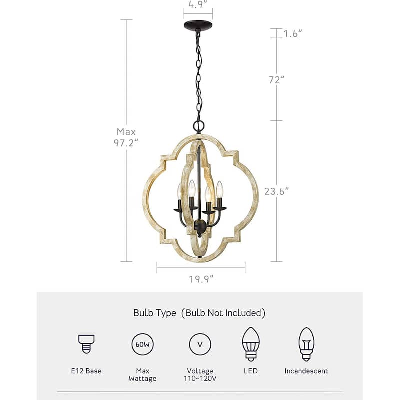 Farmhouse Wood Chandelier Light Fixture