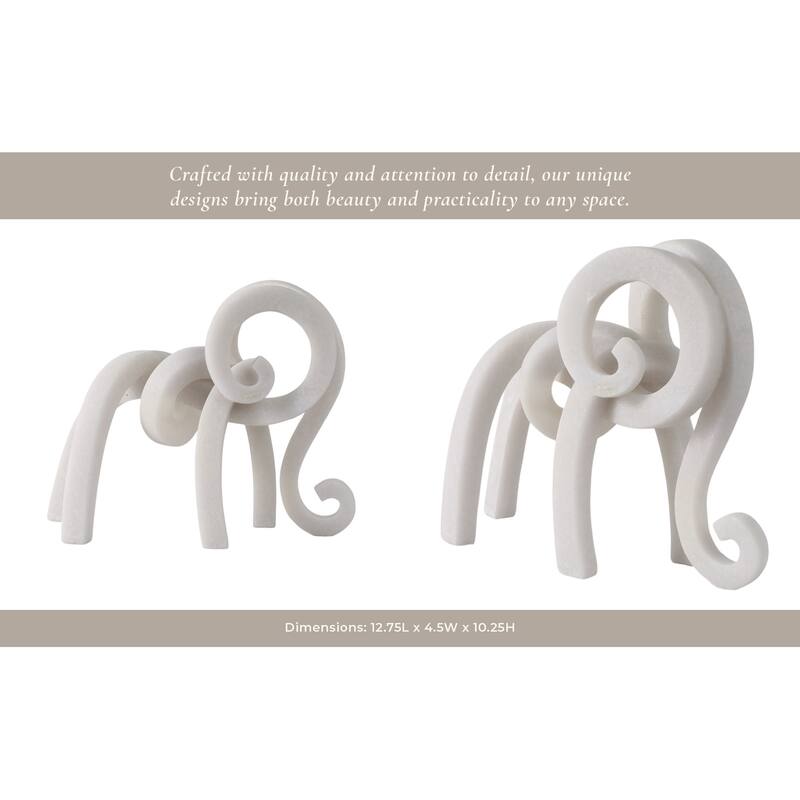 Resin Sculpture Modern Ninove Abstract Elephant Design - 10" White - 12.75" x 4.5" x 10.25"
